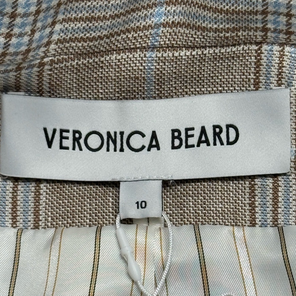 Veronica Beard Beige Plaid Double-Breasted Blazer - Picture 10 of 10